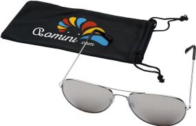 Sonnenbrille Aviator mit farbigen Spiegelgläsern als Werbeartikel