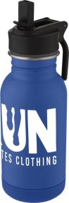 Lina 400 ml Sportflasche aus Edelstahl mit Strohhalm und Schlaufe als Werbeartikel