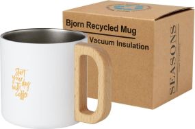 Bjorn RCS-zertifizierter Becher aus recyceltem Edelstahl mit Kupfer-Vakuumisolierung, 360 ml als Werbeartikel