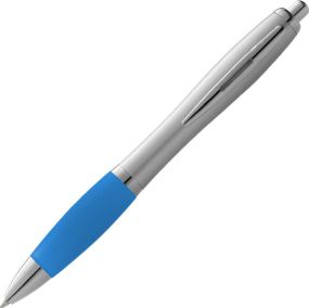 Nash Kugelschreiber silbern mit farbigem Griff als Werbeartikel