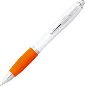 Nash Kugelschreiber weiß mit farbigem Griff als Werbeartikel