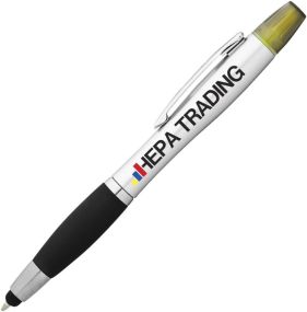 Stylus-Kugelschreiber Nash mit Marker und farbigen Griff als Werbeartikel