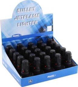 Elektronik-Feuerzeug Atomic Bullet blaue Jetflamme nachfüllbar als Werbeartikel