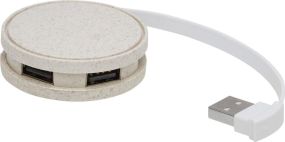 USB-Hub Kenzu aus Weizenstroh als Werbeartikel