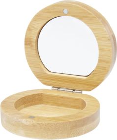 Afrodit Taschenspiegel aus Bambus als Werbeartikel