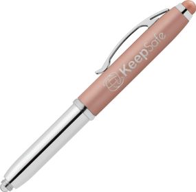 Brando Softy Metallic Light-Up Stift mit Stylus als Werbeartikel