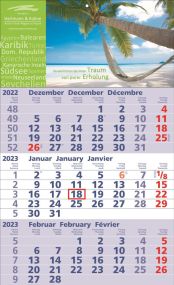 3 Monats-Wandkalender Standard 2, 3-sprachig als Werbeartikel