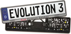 Kennzeichen-Verstärker Evolution 3 - mit Silberrand als Werbeartikel