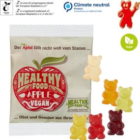 Vegane XXL-Bärchen im kompostierbaren Tütchen als Werbeartikel