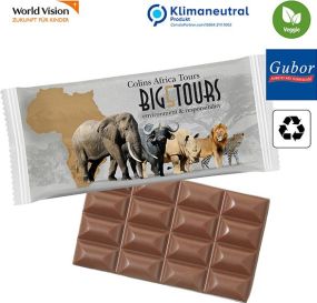 SUPER-MAXI-Schokoladentafel im Papierflowpack als Werbeartikel