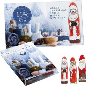 Süßes Briefchen mit Mini Schoki-Weihnachtsmännchen Standard als Werbeartikel