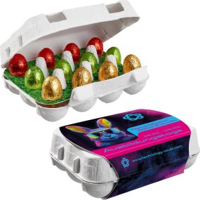 12er Ostereierkartonage mit Ferrero Küsschen Eiern als Werbeartikel