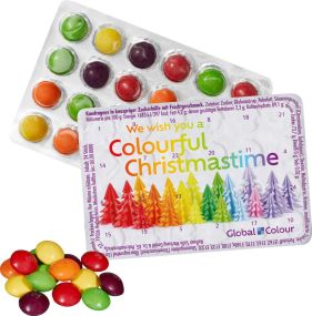 Kleinster (Advents-) Kalender der Welt mit SKITTLES® Original Fruity Candy als Werbeartikel