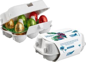 6er Ostereier-Karton mit Ferrero Küsschen Eiern als Werbeartikel