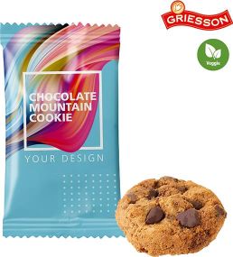 Chocolate Mountain Cookies im Flowpack als Werbeartikel