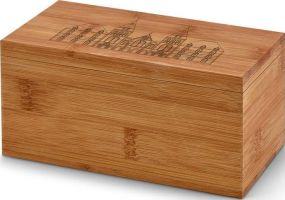 BURDOCK Teebox aus Bambus mit zwei Fächer in einer Kraftpapier-Schachtel als Werbeartikel