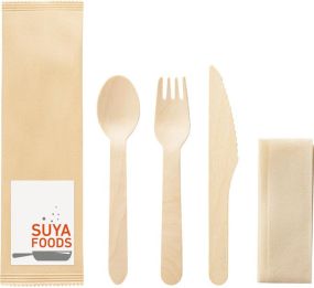 Besteck-Set Suya aus Holz als Werbeartikel