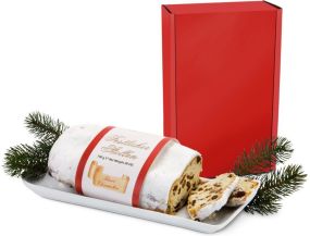 Präsentset Christstollen im roten Geschenkkarton als Werbeartikel