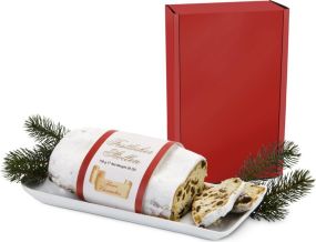 Präsentset Christstollen im roten Geschenkkarton als Werbeartikel