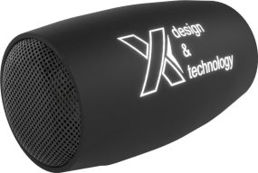 Antibakterieller Mini-Lautsprecher S49 mit Leuchtlogo SCX.design als Werbeartikel