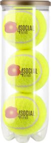 Transparente Röhre mit 3 drucklosen Tennisbällen - inkl. Digital Druck als Werbeartikel