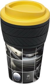 Brite-Americano® 350 ml Isolierbecher mit Schutzring Reifen-Design als Werbeartikel