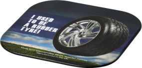 Untersetzer Brite-Mat® mit Reifenmaterial als Werbeartikel