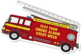 15 cm Lineal Walker in Form eines Feuerwehrautos als Werbeartikel