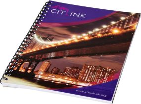 Desk-Mate® A4 Notizbuch mit Spiralbindung als Werbeartikel