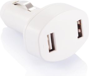 Adapter mit Doppel-USB Lader als Werbeartikel