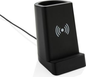 Wireless Charging Stiftehalter Light Up Logo 5W als Werbeartikel