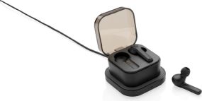 Wireless Ohrhörer True in kabelloser Ladebox als Werbeartikel