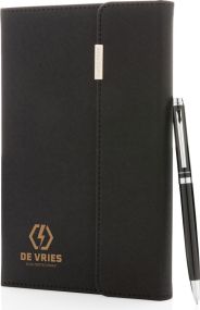 A5 Notizbuch Swiss Peak Deluxe mit Stift als Werbeartikel