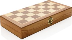 Faltbares Schach-Set aus Holz. als Werbeartikel