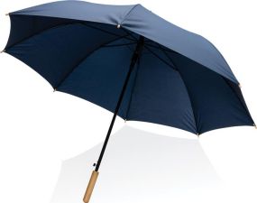 27" Impact Aware RPET Auto-Open Bambus-Schirm als Werbeartikel
