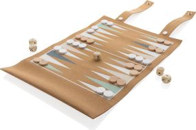 Britton faltbares Backgammon und Damespiel Set aus Kork als Werbeartikel