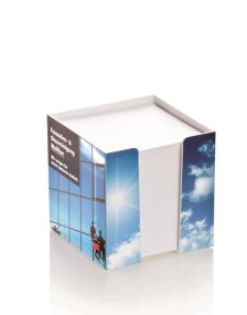 Zettelbox Standard mit Digitaldruck als Werbeartikel
