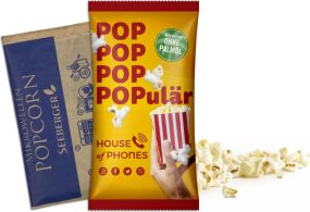 Seeberger Mikrowellen-Popcorn im Werbetütchen als Werbeartikel