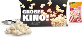 Seeberger Mikrowellen-Popcorn in Werbekartonage als Werbeartikel