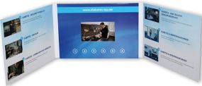 Klappkarte mit integriertem HD- und IPS Farbmonitor „VIDEOcard mit 4,5 Zoll HD- und IPS Display" als Werbeartikel