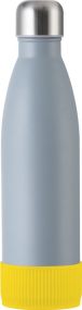Thermotrinkflasche RETUMBLER-myTOULON - Grau, Manschette farbig als Werbeartikel