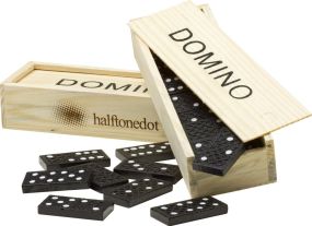 Domino-Spiel Mio in Holzbox als Werbeartikel