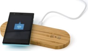 Wireless Ladepad aus Bambus Tatum als Werbeartikel