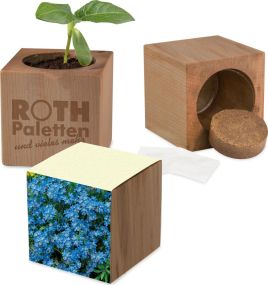 Pflanz-Holz Erle Graspapier - Samen nach Wahl - inkl. Werbedruck + 1 Seite gelasert als Werbeartikel
