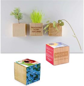 Pflanz-Holz Magnet - Samen nach Wahl - inkl. Werbedruck als Werbeartikel