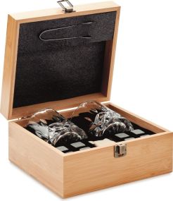 Whisky Set in Bambus Box als Werbeartikel