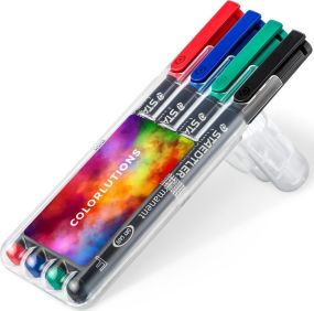 STAEDTLER Lumocolor permanent F, Box mit 4 Stiften als Werbeartikel