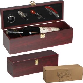 Weinbox mit Kellnermesser für 1 Flasche als Werbeartikel