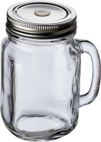 Glaskrug mit Metalldeckel, 450 ml als Werbeartikel