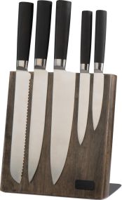 Messerblock aus Holz mit 5 Messern als Werbeartikel